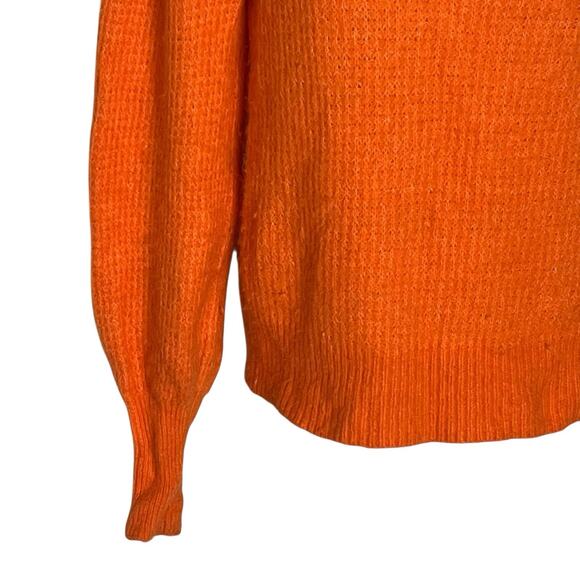 Suncoo Paris Pullover Sweater Women’s XS Alpaca Blend Puff Sleeve Soft Orange - Picture 8 of 13